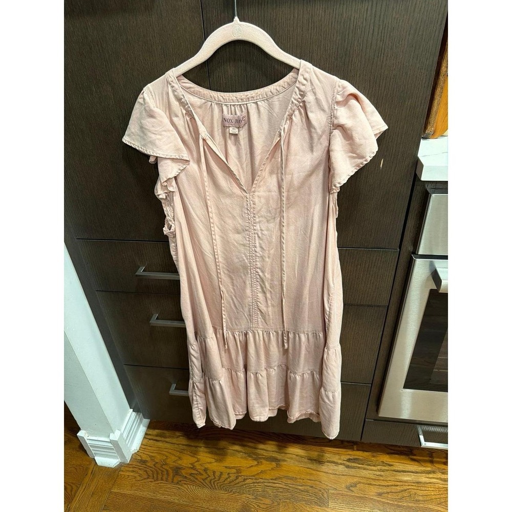 Knox Rose Flutter Sleeve Tiered Babydoll Dress in dusty rose XL
